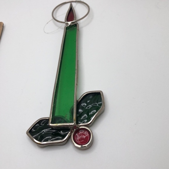 Vintage Stained Glass Candle, Vintage Christmas Decor. Suncatcher - Picture 6 of 7